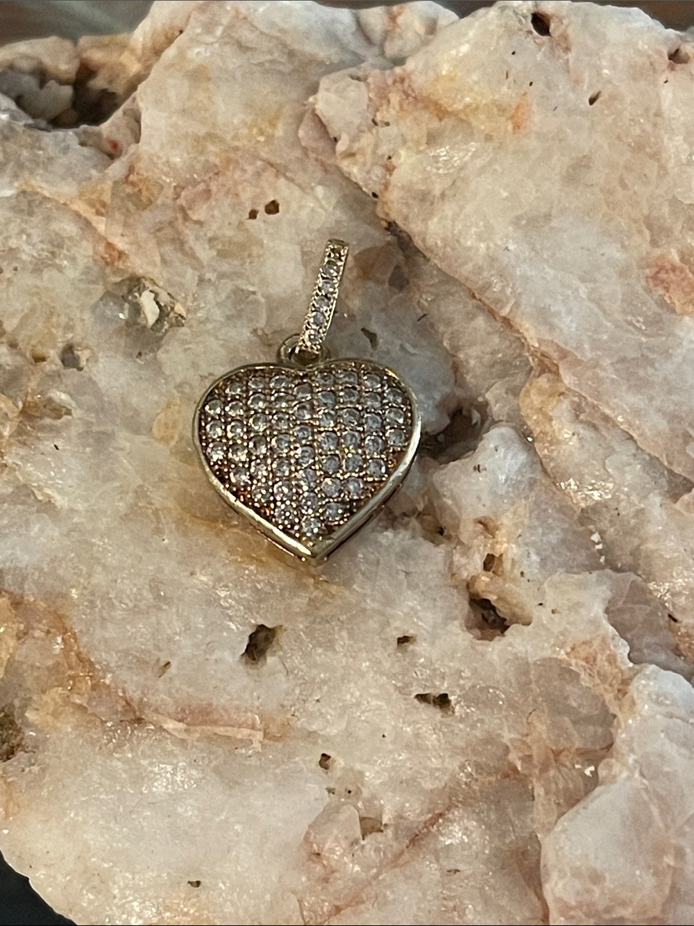 10k Gold Heart Pendant With CZ - Gold